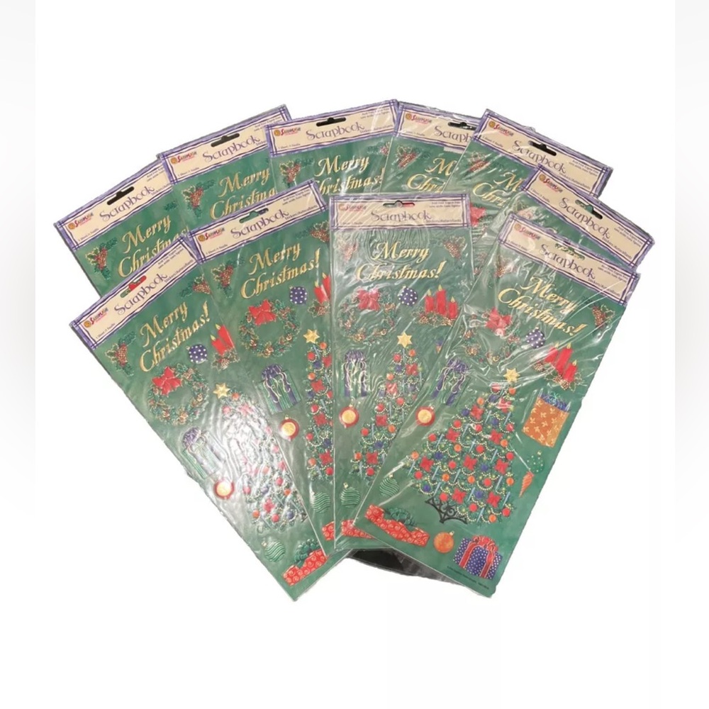 SANDYLION Embossed Scrapbook Stickers CHRISTMAS ICONS Lot Of 10 Sheets VTG 2004